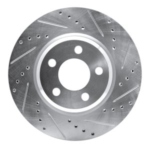 Chrysler 300 Brake Rotor (1) - Front Right - R1 Concepts - Drilled & Slotted - Silver - `05-`23